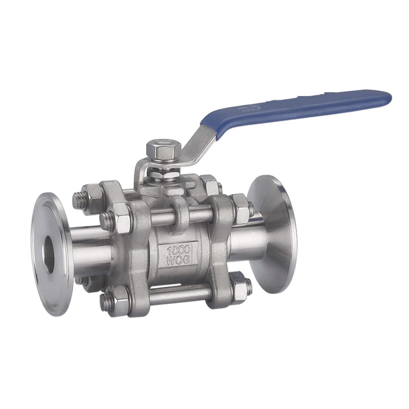 Válvula De Bola 1/2" 3/4" 1" SS304 Acero Inoxidable 3 Válvula De Bola Tipo Virola De Triple Abrazadera De Tres Piezas(3/4")