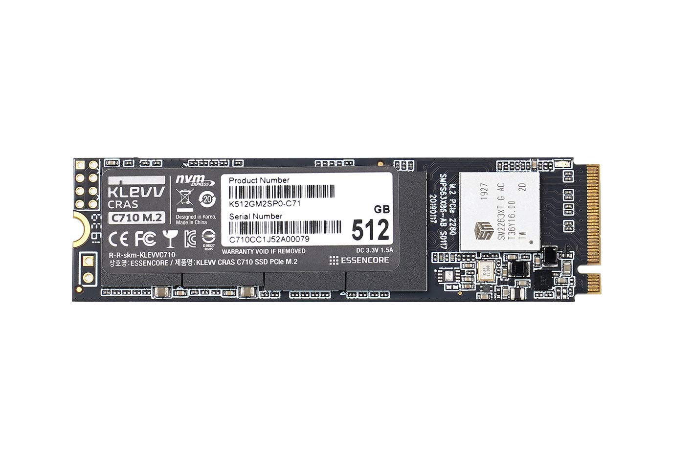 KLEVV CRAS C710 M.2 SSD NVMe PCle Gen3 x4 512GB 3D TLC NAND R/W Up to 2050MB/s & 1650MB/s Internal S