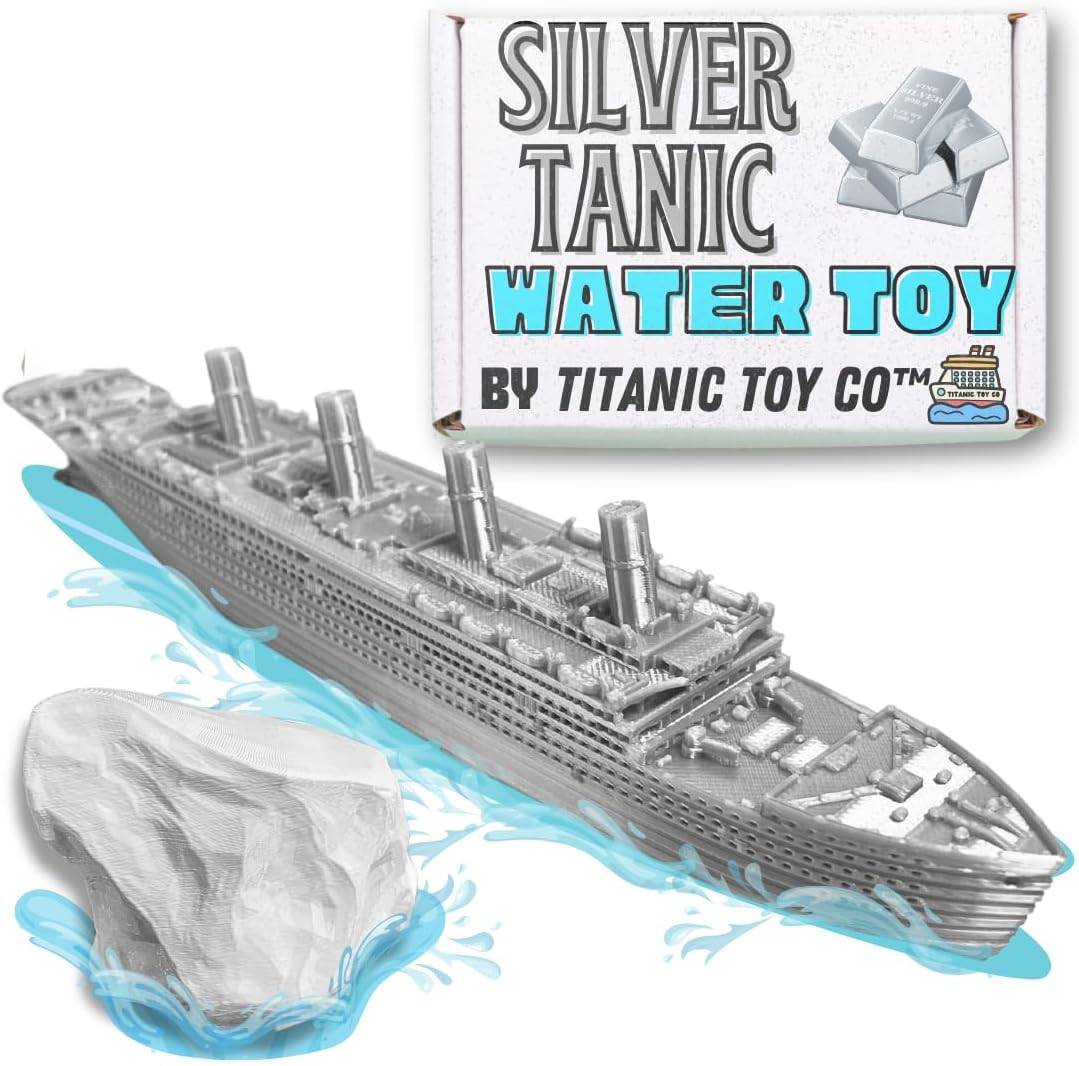 SilverTanic Titanic Bath Boat And Pool Toy By TitanicToyCo, RMS Titanic Toys For Kids, Historically Accurate Titanic Toy, Titanic Ship, Titanic Cake Topper, Titanic Figurine (SilverTanic)