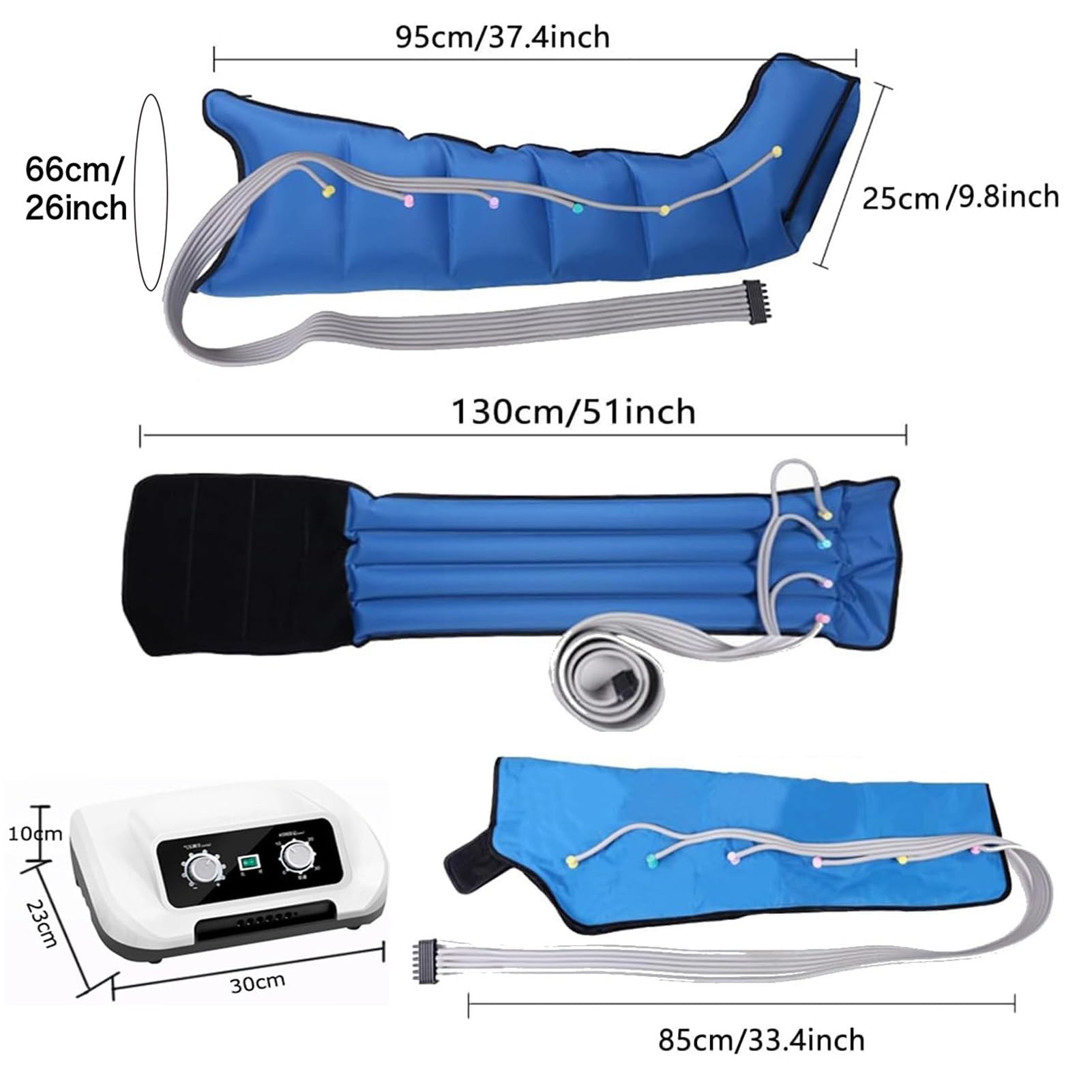 Presoterapia para Casa Completa, Botas De Presoterapia 6 Cámaras, Compresión De Aire 0-240 mmHg, Tiempo Regulable 0-30 Min, Mejora Circulación, Reduce Dolores Musculares
