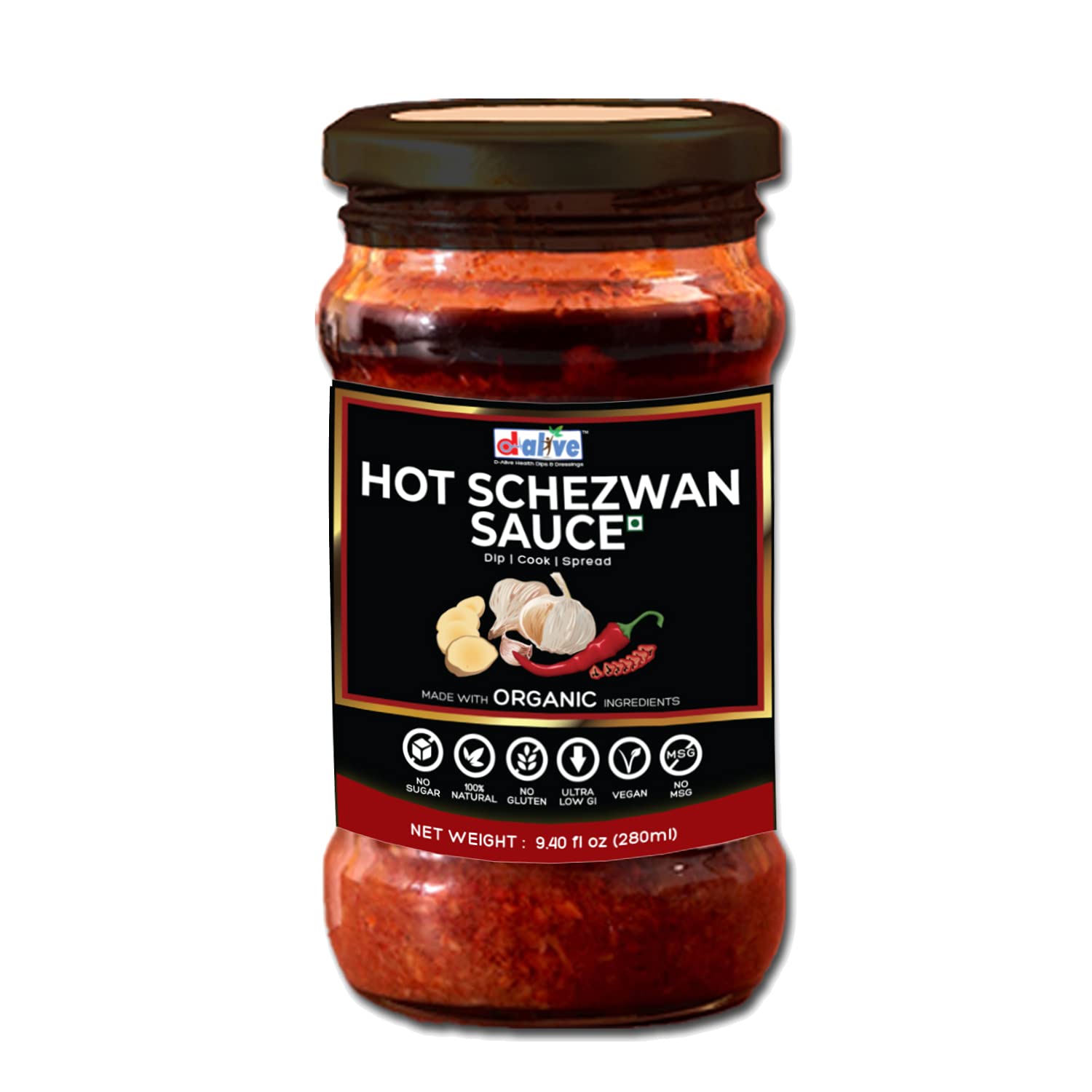 d alive Hot Schezwan Sauce-Packed In Glass Jar (Organic, 100% Natural, Sugar-Free, Gluten-Free, Low Carb, Vegan, Diabetes & Keto Friendly),280 Grams (B0D6GPLS3T) Amazon Price History, Amazon Price Tracker