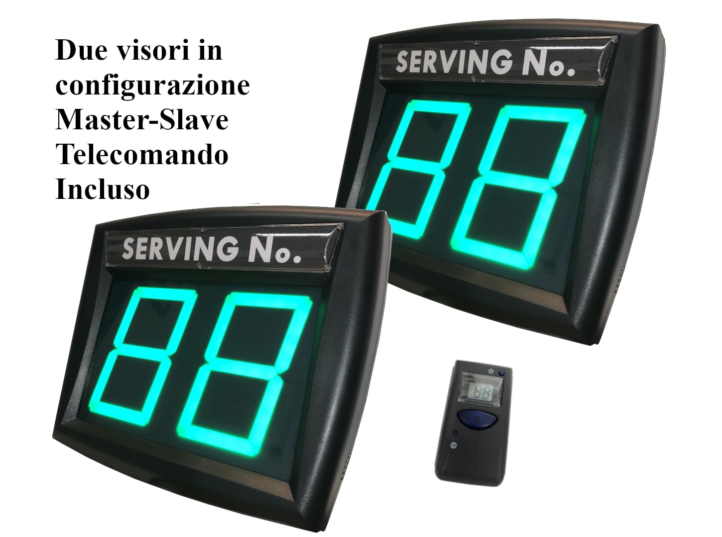 Impretech International Group® 2 Digits Green Display Code Eliminator Numerator with Remote Control (2 Waiting Numbers + 1 Remote Control) ● Impretech International Group® ● Made in Italy