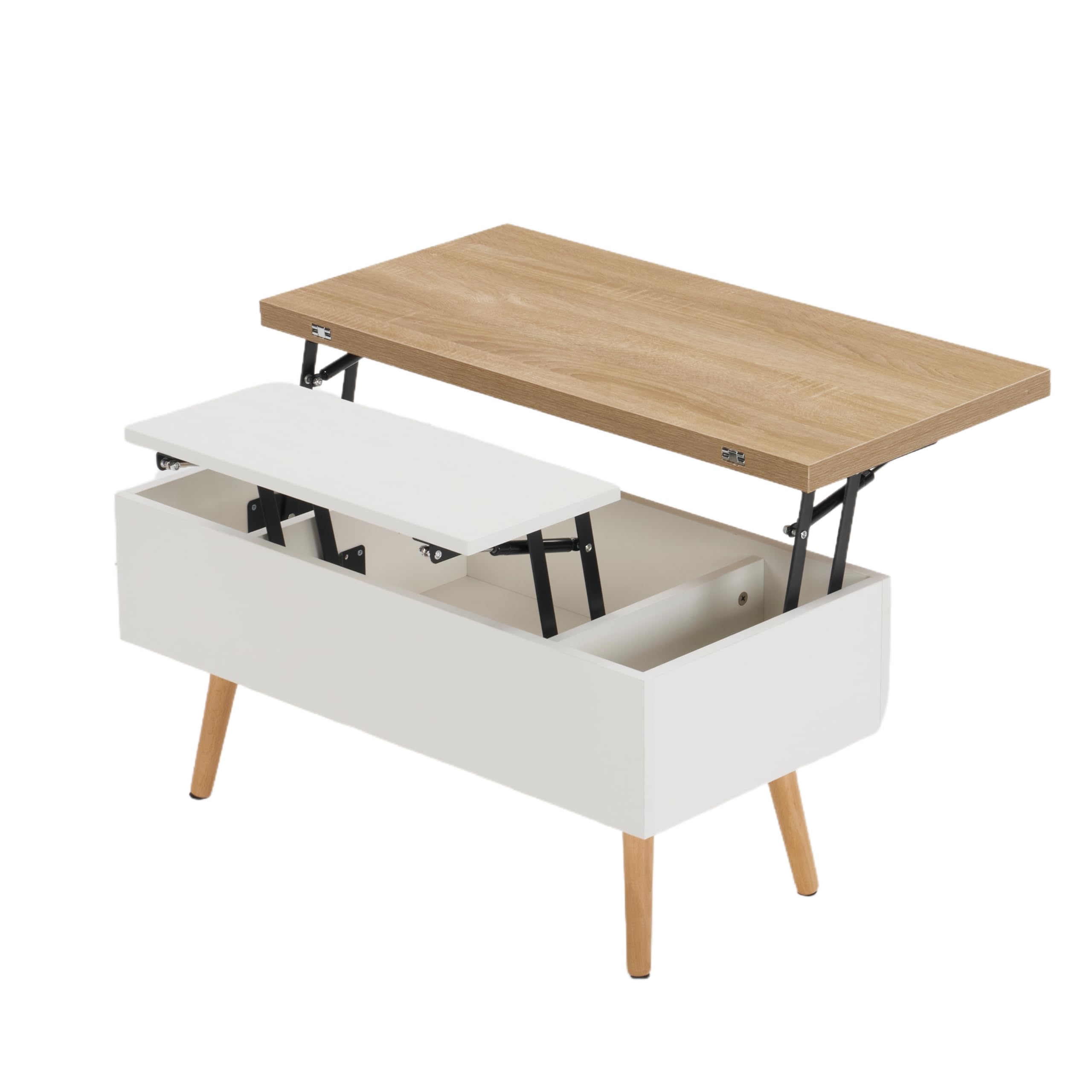 美品　昇降式センターテーブル 80cm オークナチュラル 高さ調整収納付　北欧風 Amazon.co.jp: ローテーブル 折り畳み 昇降式テーブル 昇降テーブル