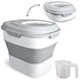 Cereal Rice Storage Containers, 20 to 50Lbs Collapsible Dry Food Dispenser Bins with Airtight Flip Lid Rolling Wheel, Kitchen Pantry to Store Sugar Flour, Dog Pet Cat Food Holder Container