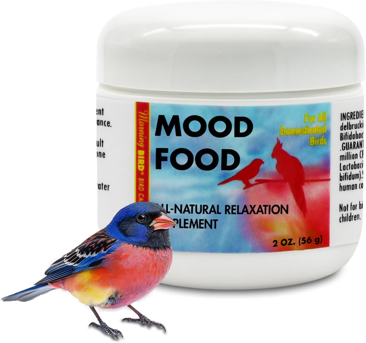 Morning Bird Mood Food (Avian Calming Formula), Non-Sedating Anxiety & Stress Relief Powder for Nervous Birds or Unwanted Behaviors, 6 oz