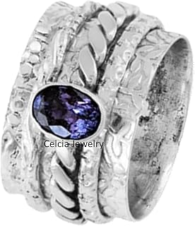 Amethyst Natural Healing Gemstone Oval Ring, Meditation Spinner Ring, Beautiful February Birthstone Jewelry, Wedding Gifts, Classical Antique Unique Handmade Ring