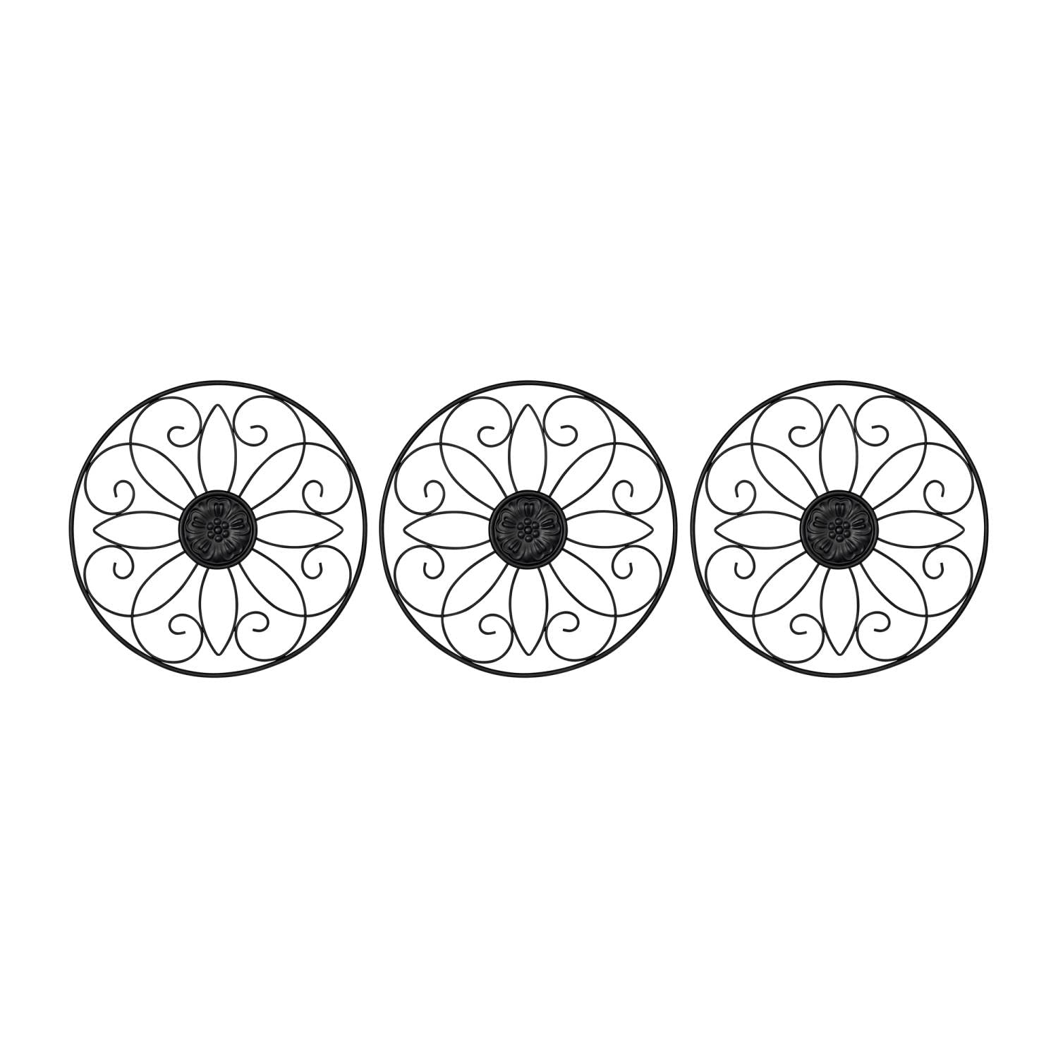 Stratton Home Set of 3 Metal Medallion Wall Decor in Black Finish S50148