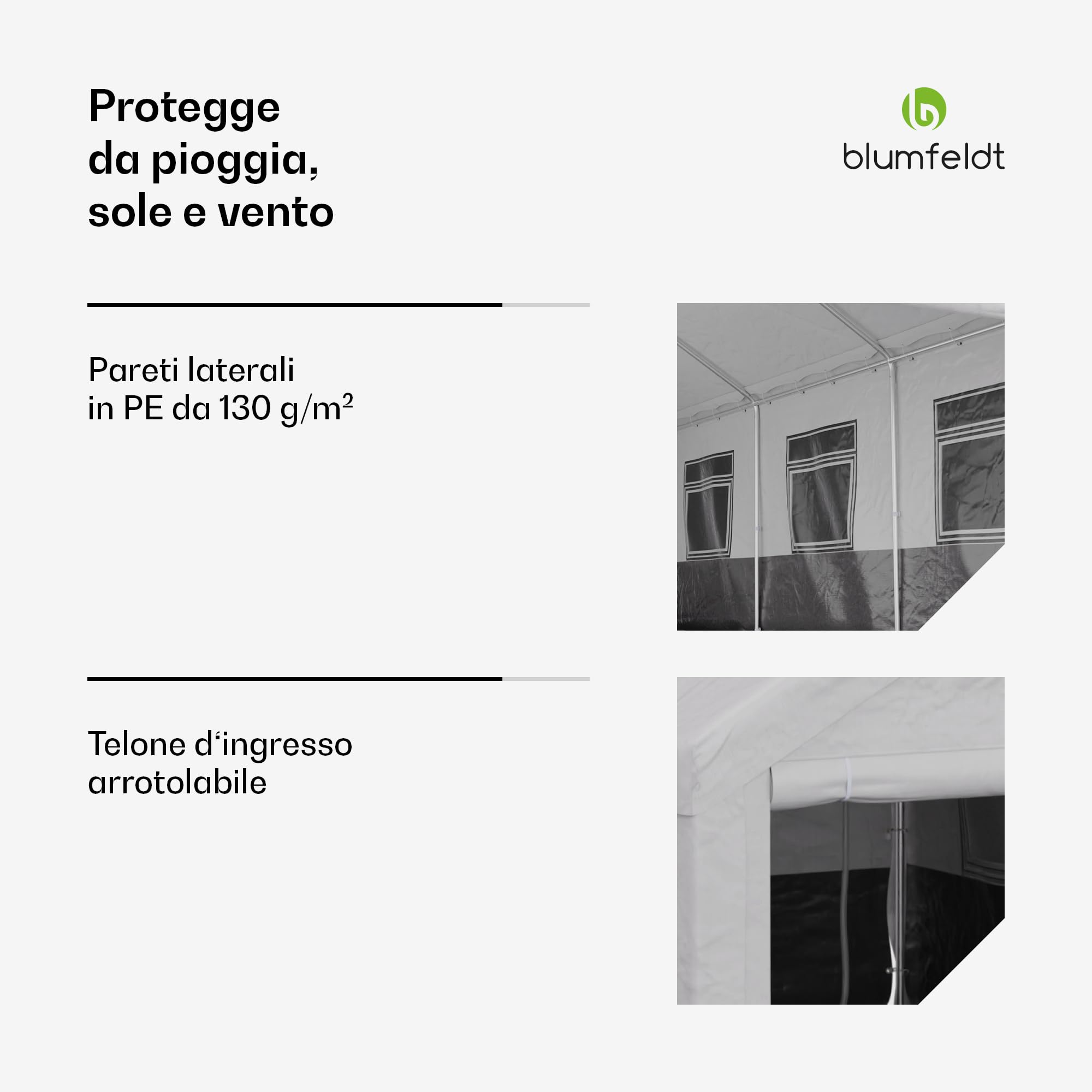 Blumfeldt Gazebo - 6x3m, Gazebo Esterno Resistente, Tetto in PE, Pareti Laterali con Finestra, Telaio in Acciaio, Facile da Montare, Protezione da Insetti, Ideale per Feste e BBQ