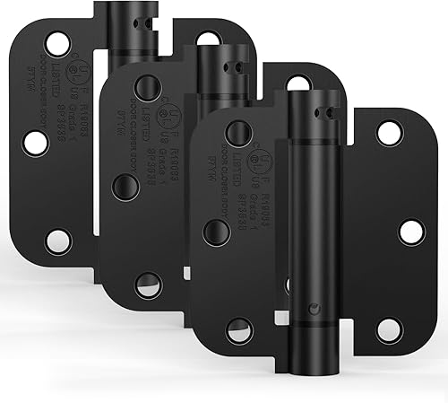 Bisagras de puerta de cierre automático, bisagras de resorte de cierre automático con tensión ajustable, 3.5 x 3.5 pulgadas, esquinas de radio de 58
