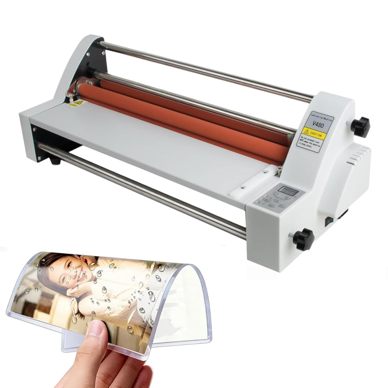 XNZJHPP V480 Hot Cold Laminator Machine - Commercial Photo & Document Laminating, Dual-Sided, 700W, 1 Inch Membrane Core, Perfect for Professional Use (V480)