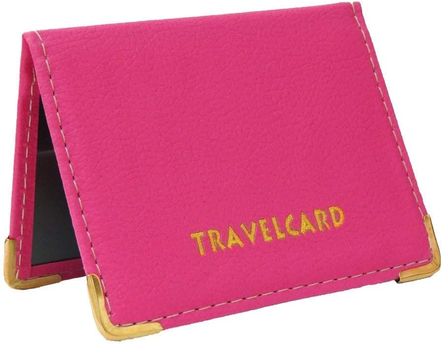 Soft Leather Travel Card Bus Pass Credit Card ID Card Wallet Cover Case Holder by Kwik Buy (Hot Pink)