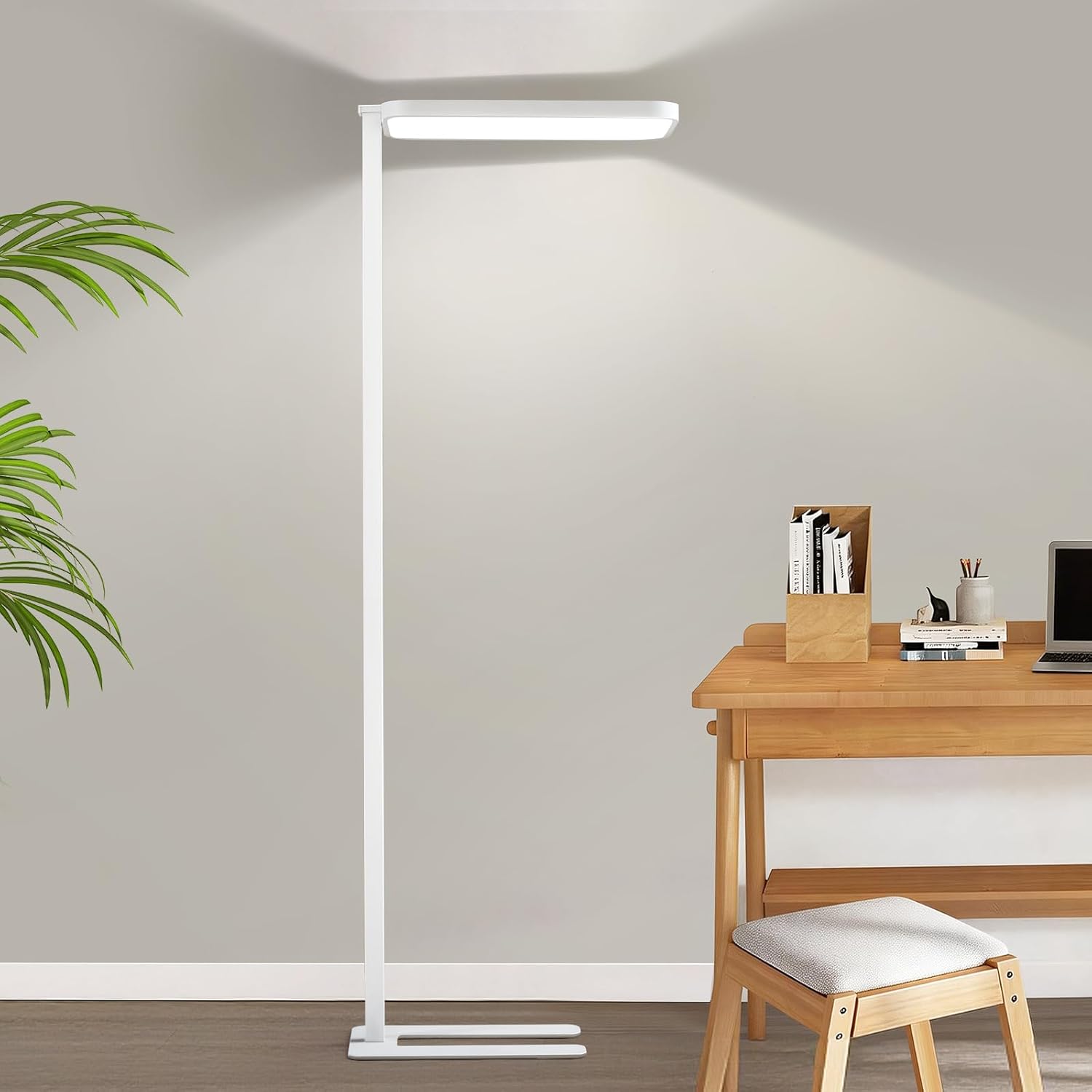Full-Spectrum LED Floor Lamp, CRI 98 Eye-Comfort Reading Lamp, 7000 LM 4000K Natural Daylight Standing Light with Stepless Dimming, Heavy-Duty Base for Home Office and Study Room