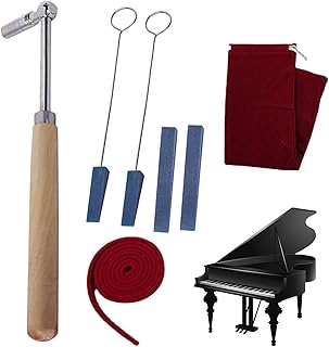 Gcroet 7Pcs Piano Tuning Hammer L-Shape Labor-saving Polished Piano Tuning Kit Professional Durable Piano Tuning Wrench Wood Handle for Beginners and Professionals