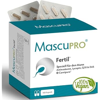 MascuPRO Fertil | 18 Inhaltsstoffe | 3 Monatspackung | Zink, Selen, Q10, Aminos&auml;uren & Lycopin | vegan