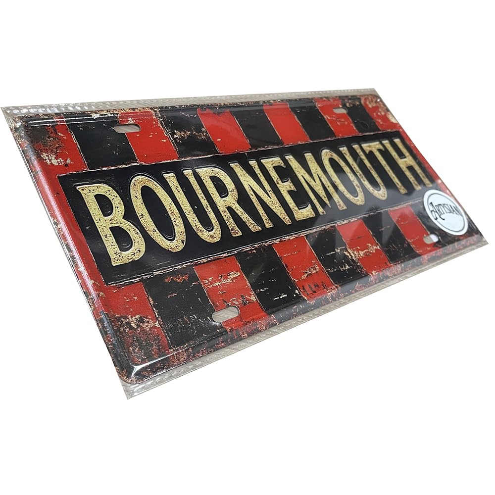 Vintage Metal Sign Bournemouth Retro Tin Plaque | Rustic Wall Art Home Bar Pub Café Decoration 30x15cm