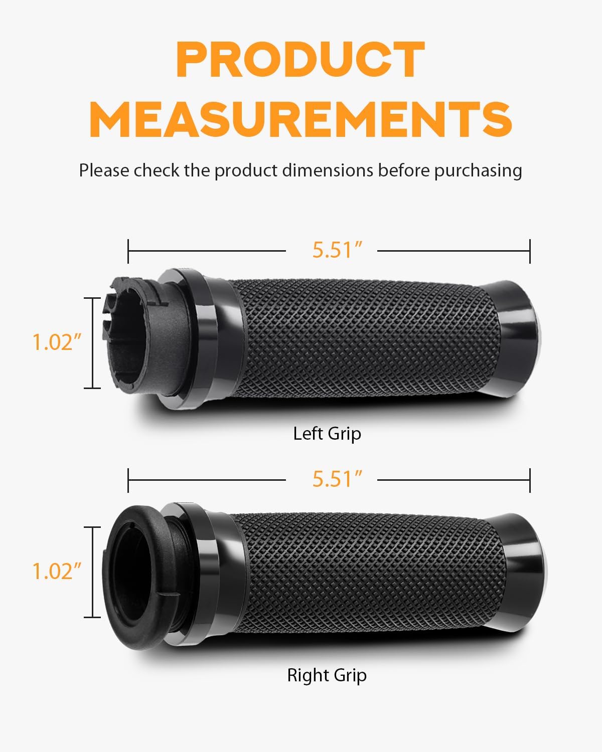 PBYMT 1inch Hand Grips, Cable Throttle Control Handlebar Grips Fit for Harley ’96-’07 Touring, ’08-’13 XR, ’96-Later XL, ’02-’17 VRSC, ’96-’17 Dyna (Except FXDLS)