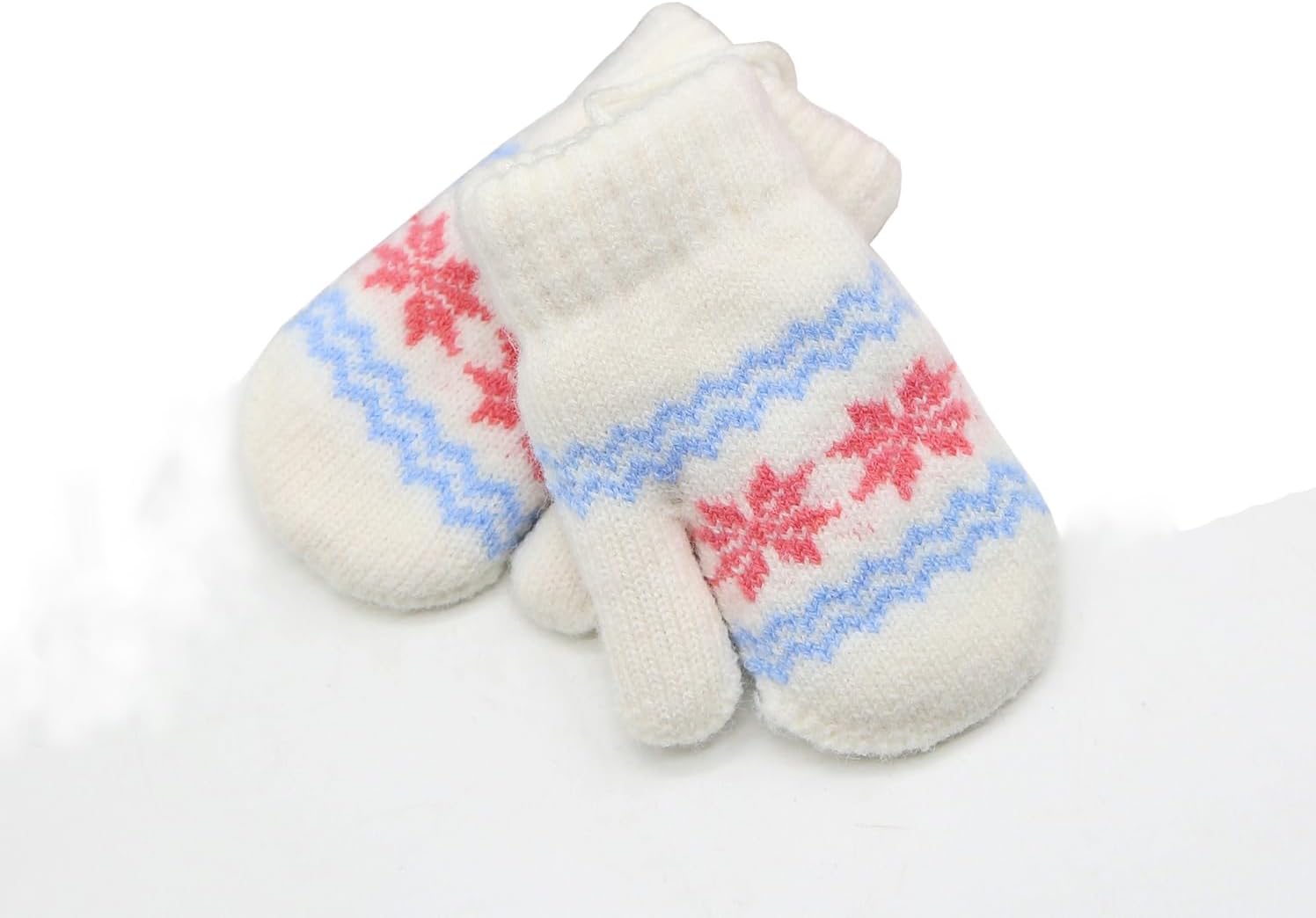 Baby Kids Warm Knit Gloves Toddler Soft Stretch Mittens Cute Snowflake Thick Mittens Winter for Boy Girl Cold Weather