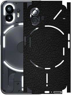 AtOdds - Full Body Back Screen Guard Protector Film - 3D Textured Lamination Wrap Skin Sticker for Nothing Phone 2 (5G) | Scratchproof Matte Finish (Design - Black Leather)