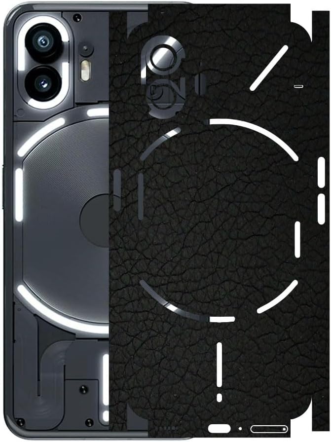 AtOdds - Full Body Back Screen Guard Protector Film - 3D Textured Lamination Wrap Skin Sticker for Nothing Phone 2 (5G) | Scratchproof Matte Finish (Design - Black Leather)