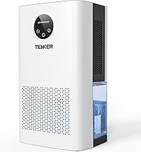 TENKER Dehumidifier, 2.2L (77 OZ) Water Tank Dehumidifiers for Home, 1000 sq.ft Quiet Dehumidifier with Sleep Mode, Auto Shut Off, 7-Color LED Light for Closet Bedroom Bathroom Basement RV, White