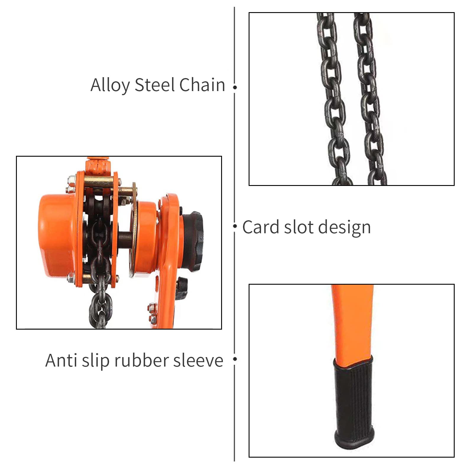 1.5T Manual Ratcheting Lever Chain Hoist, 1.5M Portable Hand Block Lifting Come Along Puller Pulley Hook Mount - View #13