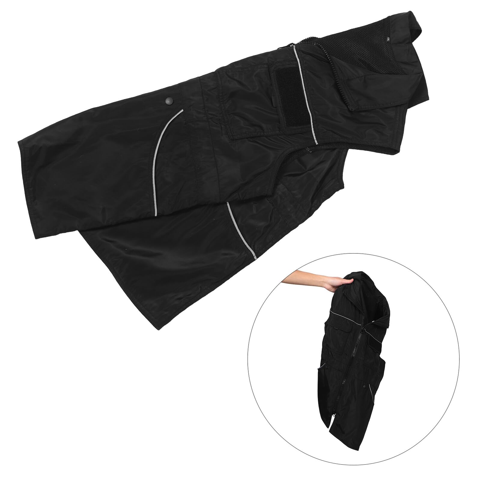 Chaleco de Adiestramiento para Perros 2XL Resistente a Arañazos Múltiples Bolsillos Grandes, Tiras Reflectantes Negras, Ligero y Transpirable para Entrenadores y Dueños en