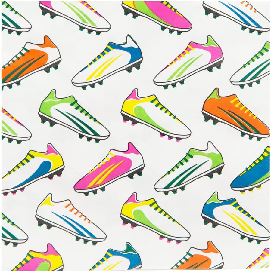 World Cup Football Napkins | Pack of 20 Paper Serviettes, Recyclable Disposable Kids Party Tableware for Birthday,33 x 33 cm, Footballnapkin, 13" x 13"