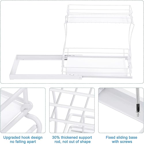 Miniatura 3 de uxcell Organizador de gabinete extraíble, estante de almacenamiento deslizante de 2 niveles para debajo del fregadero, 14.7 pulgadas de largo x 10.8
