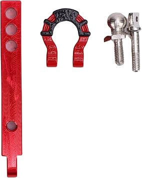 Alloy Metal RC Trailer Hitch Tow Hook for 1/10 RC Crawler Realistic Appearance Easy Installation Modular Design (Red buckle)