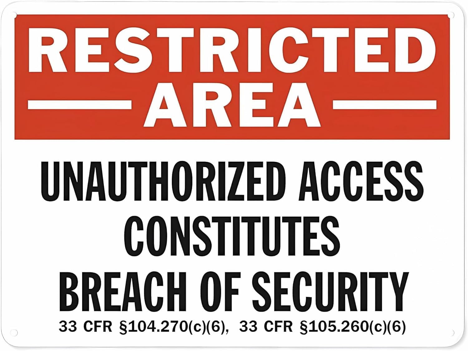 (2-Pack) Metal Tin Sign Warning Notice Traffic Sign - Marsec Maritime Restricted Area Unauthorized Access Breach of Security, 8"x12" Safety Sign, Workplace Sign, Maritime Security, Outdoor Sign