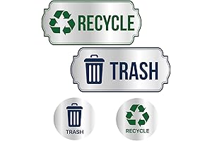 Silver Recycle Sticker Set - Perfect Solution for Trash and Recycling Organization