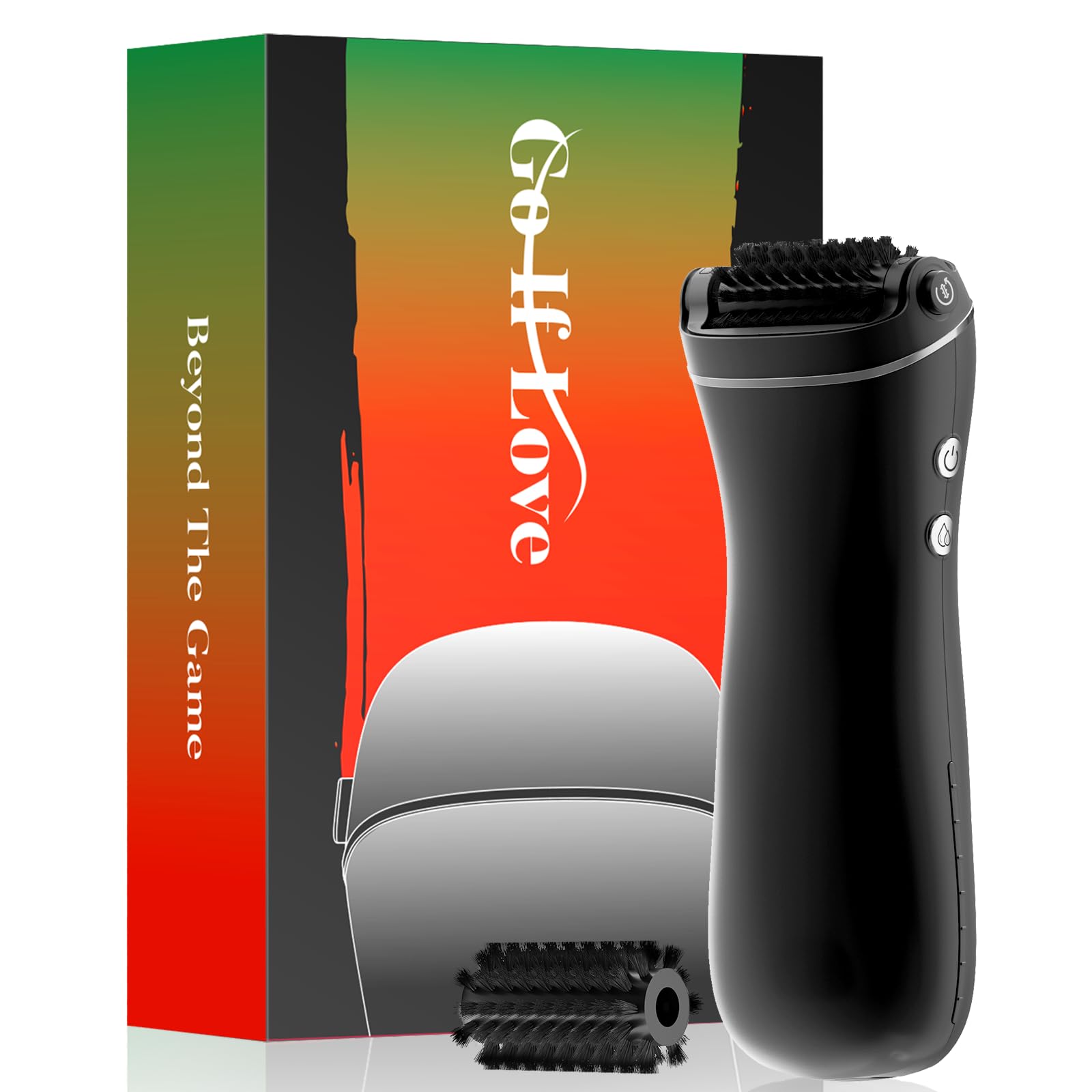GoIfLove ゴルフブラシ 電動 ゴルフクラブ クリーニングブラシ ウォーターブラシ 給水タンク付き V ブラック