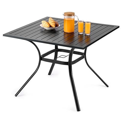 VEVOR Outdoor Patio Dining Table, 37 inch Square Metal Steel