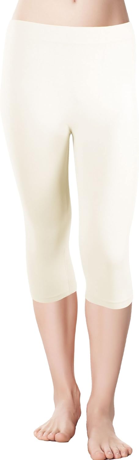 Red Bene Women's Microfiber Seamless Capri Leggings