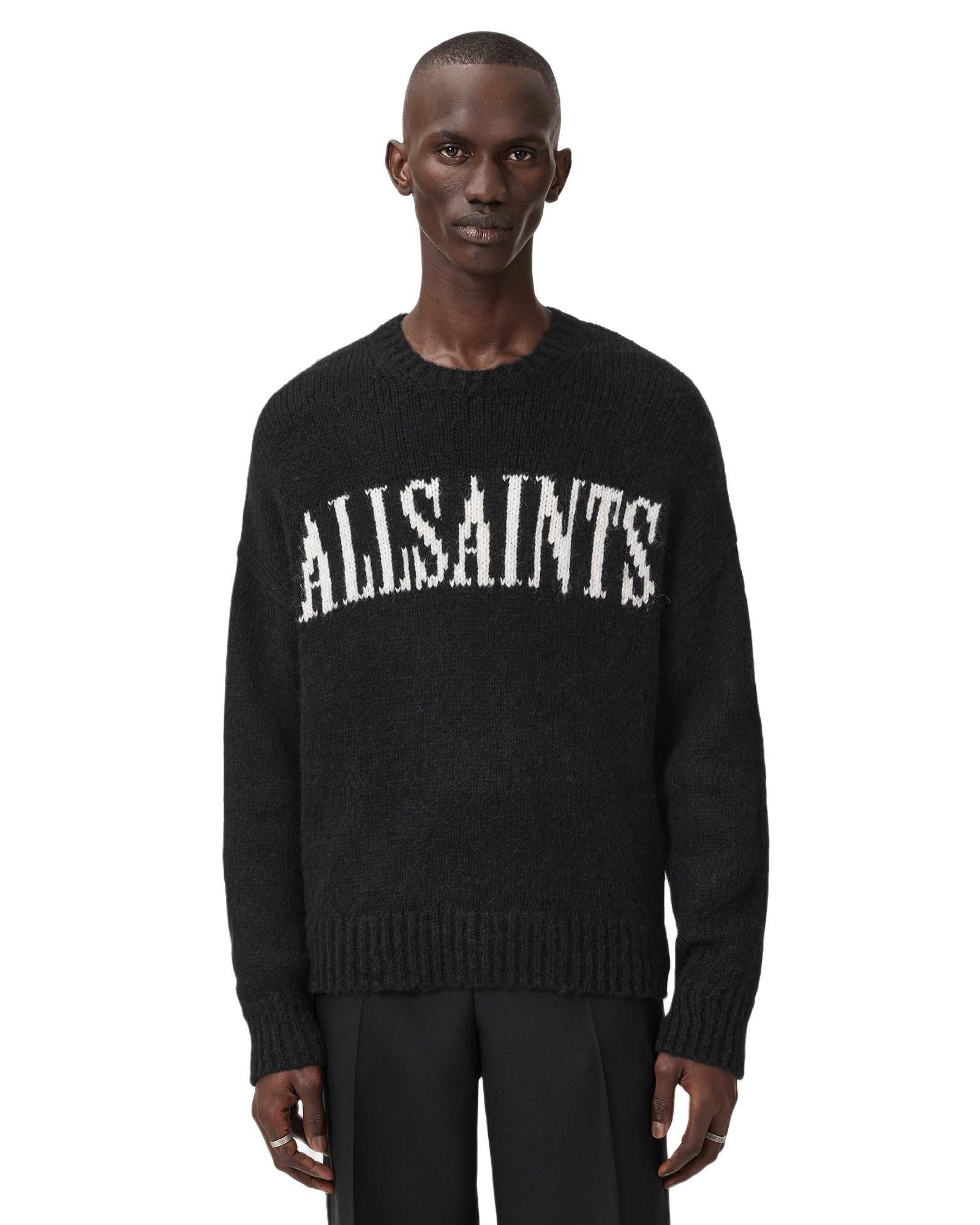 Photo 1 of AllSaints Men's Knitwear Stokes Crew Black/Ecru White XS