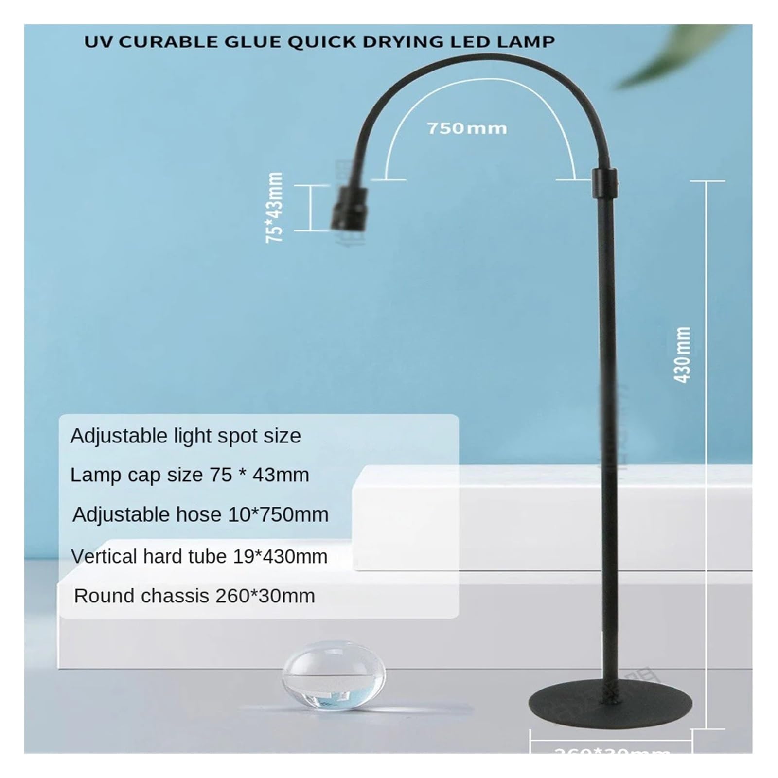 Lampada per polimerizzazione UV LED viola luce UV bellezza ciglia colla for unghie lampada a polimerizzazione rapida innesto ciglia interruttore a pedale lampada da terra a LED(Square switch,10W-01)