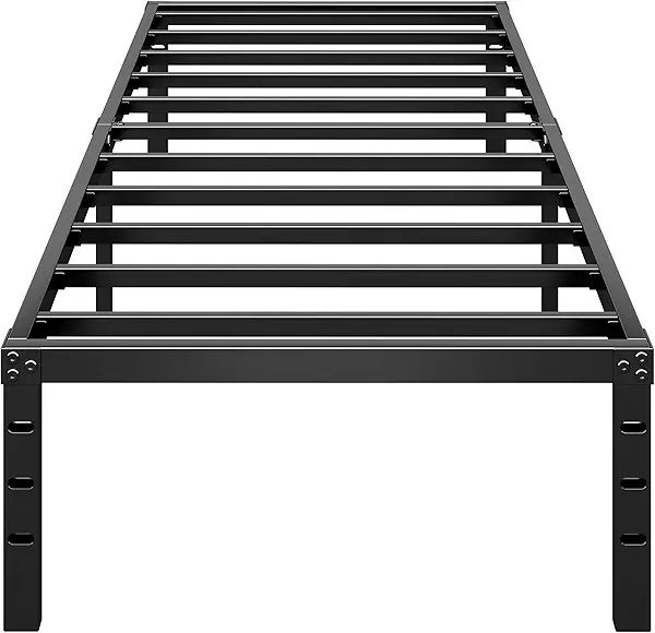 HLIPHA Metal Platform Bed Frame 14 Inch Tall,No Box Spring Needed,Twin Size Bed with Heavy Duty Strong Support Slats,Easy to Assemble,Black