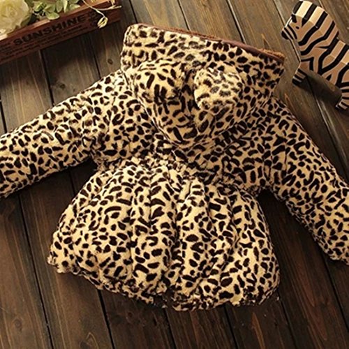 Nine Minow Baby Toddler Girls Winter Add Wool Leopard Grain Hooded Coat Outerwear Jacket2