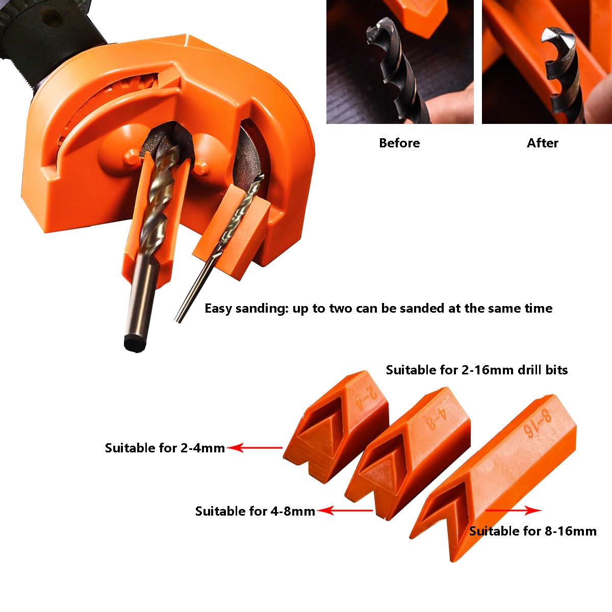 Affilatrice per punte da trapano, affilatrice multiuso per punte da trapano, affilatrice elettrica per punte da trapano, utensile per affilatura portatile ed efficiente per tutte le punte (arancione