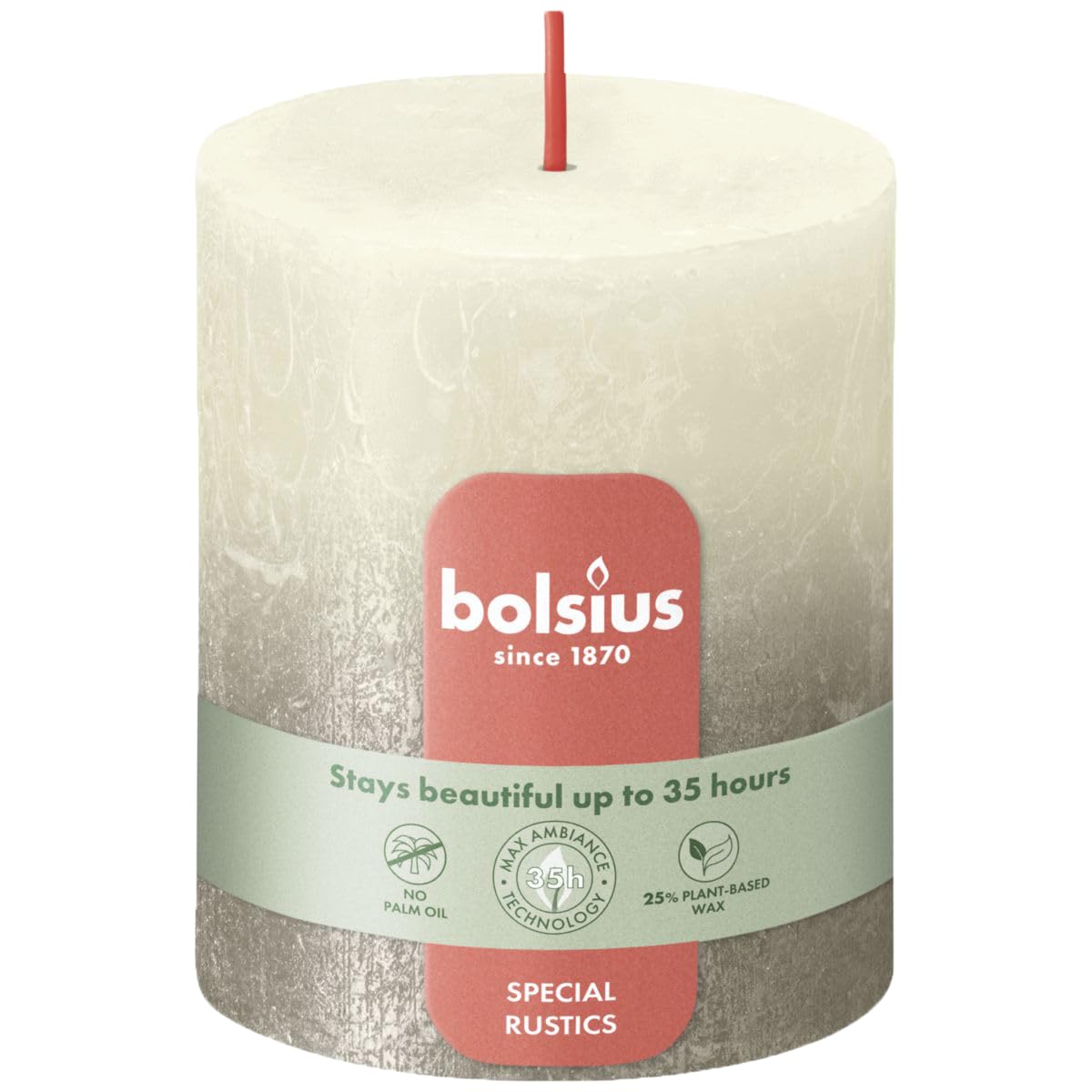 Bolsius Champagne Metallic Faded Soft Pearl Champagne Rustic Metallic Pillar Candle 8Cm X 7Cm