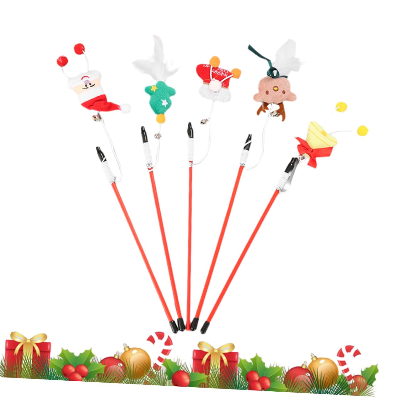 Yardwe 3sets Lustige Necken Sticks Für Katzen Weihnachten Katze Interaktive Spielzeug Teaser Spielzeug Pet Supplies 5 Stücke * 3
