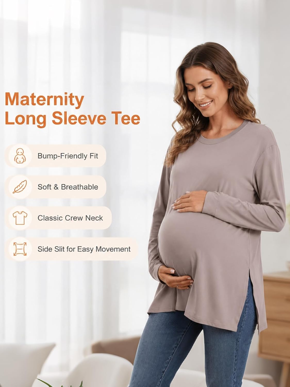 3 Pack Maternity Relaxed Fit Split Side Long Sleeve Shirts