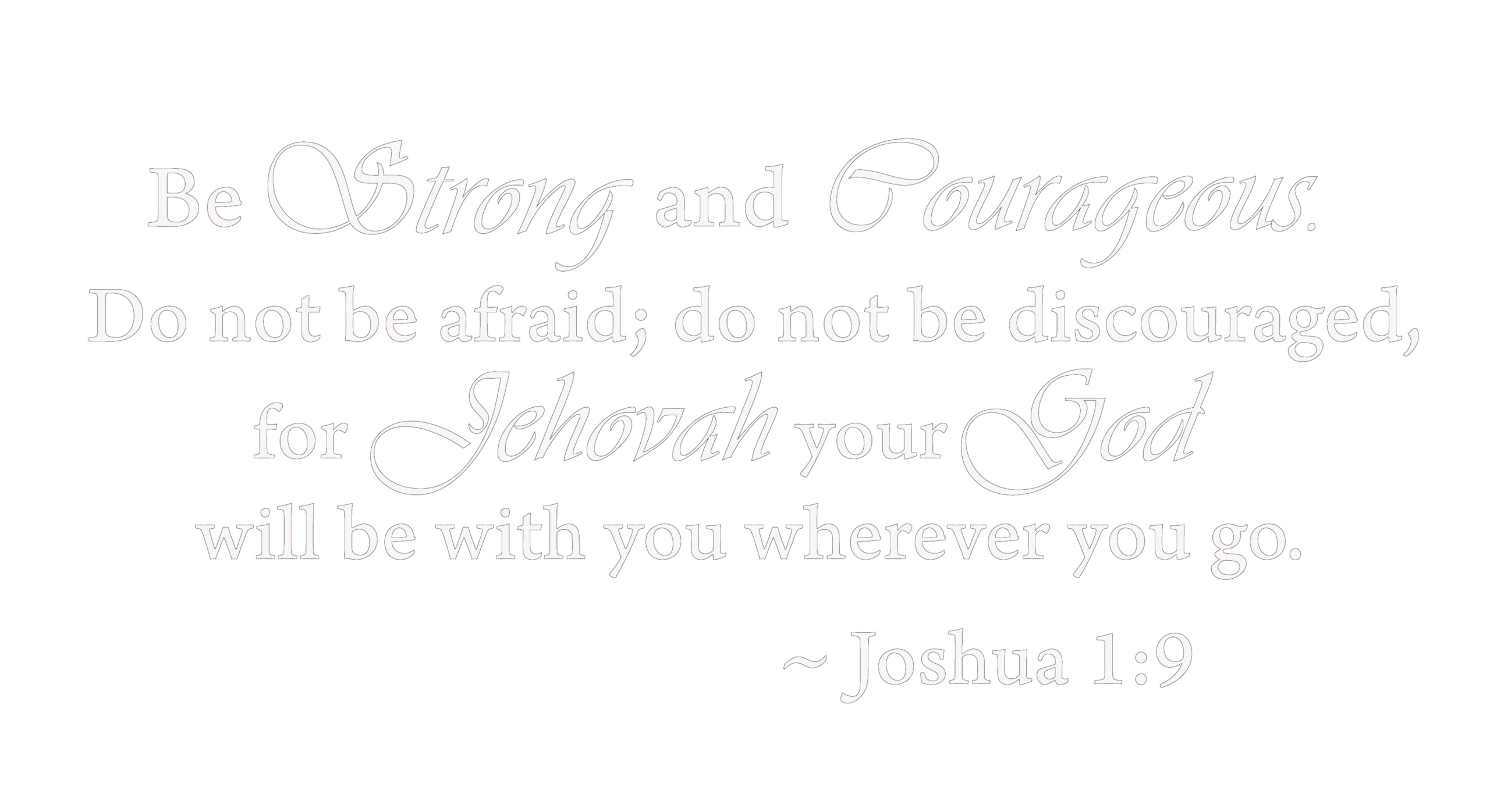 Matte White 14'' X 32'' Be Strong and Courageous Do Not Be Afraid Joshua 1:9 Religious Wall Quotes Arts Large Wall Decal Sticker Quote Home Decoration Décor