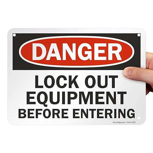 Vista 8 de SmartSign Letrero "Peligro - Bloquea el equipo antes de entrar" Aluminio de 7 x 10 pulgadas Aluminio no reflectante de 7" x 10