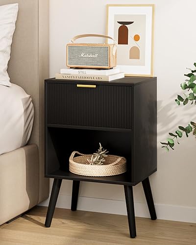 Miniatura 15 de Mesita de noche, mesa auxiliar pequeña, mesita de noche con cajón, mesita de noche moderna, mesa auxiliar para dormitorio, sala de estar (a rayas de