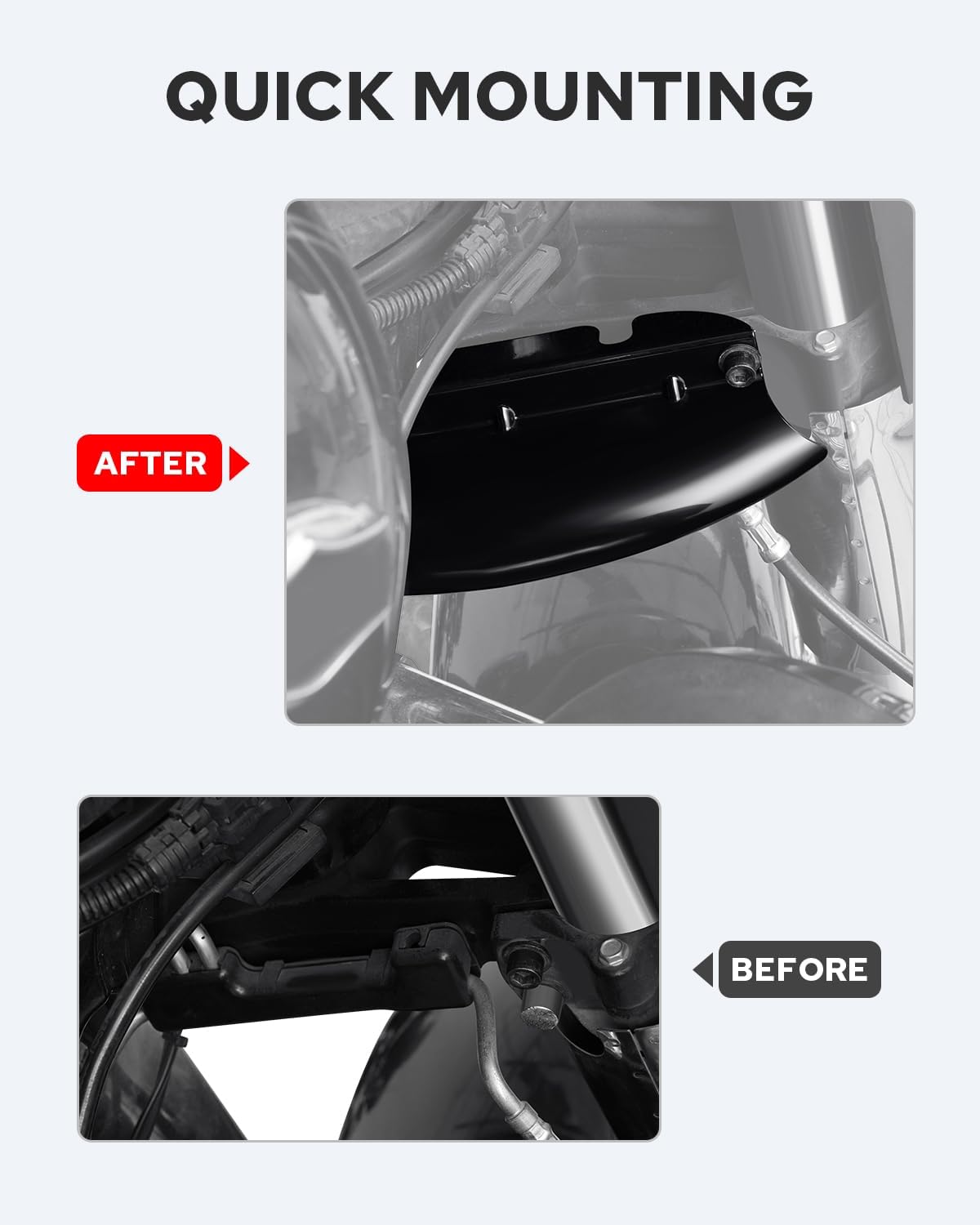 Benlari Motorcycle Lower Triple Tree Wind Deflector Compatible with Harley (Gloss Black)