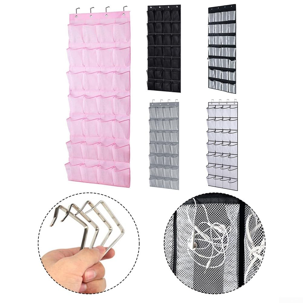 Schuhregal zum Aufhängen an der Tür mit 28 Stofftaschen und 4 Haken, Schuhregal für Herren, Damen, Kinder, Kleiderschrank, Schuhaufhänger, ordentliche Lösung