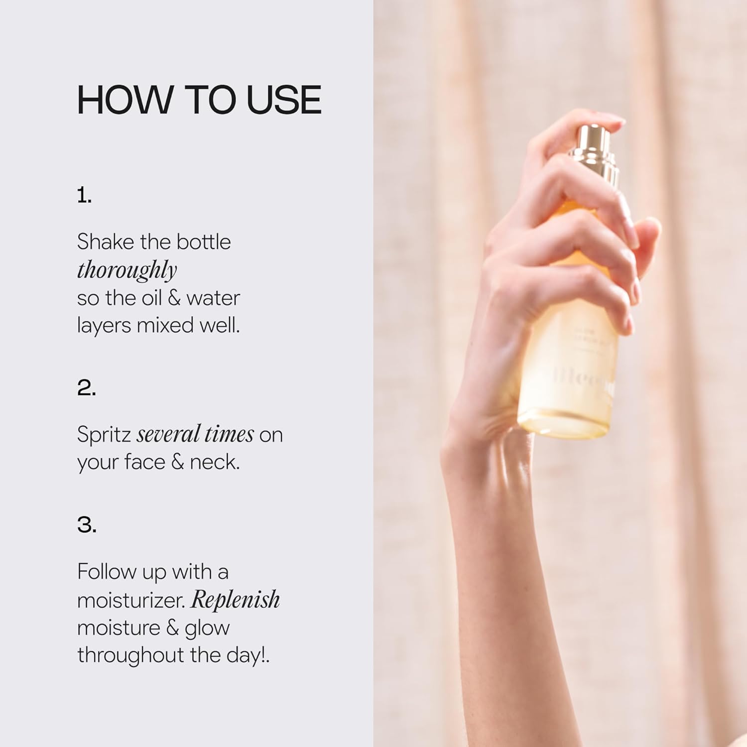 Meebak Glow Serum Mist | Hydrating Toner Spray with Yuja, Centella Asiatica & Plant Squalane | Soothing & Rejuvenating Korean Skincare for Radiant, Glowing Skin - Image 5