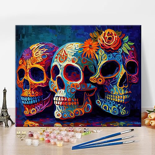 Paint by Numbers for Adults Day of the Dead skull artwork