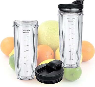 32OZ Replacement Cups Compatible with Ninja Nutri BN401, SS101, BN400, BN800, BN801 Blender, with Upgraded Sip and Seal Lids- Convenient to Drink Directly.(2 Pack) | Replacement Cups Compatible with BN400 BN401 Ninja Nutri-Blender Pro BL480 BL481 Nutri Ninja Auto-iQ with Sip and Seal Lids